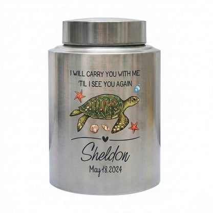 Personalized Turtle UV Printed Stainless Steel Cremation Urns For Ashes, Custom Pet Loss Remembrance Or Turtle Lover Bereavement Condolence, Memorial Keepsake Urn, Memorial Gift, In Loving Memory - Image 2