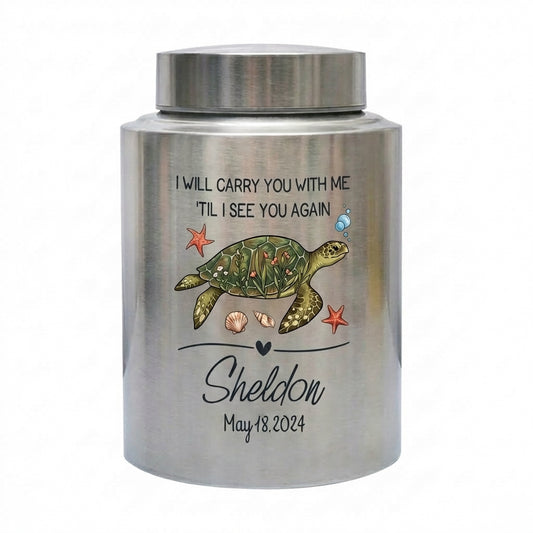 Personalized Turtle UV Printed Stainless Steel Cremation Urns For Ashes, Custom Pet Loss Remembrance Or Turtle Lover Bereavement Condolence, Memorial Keepsake Urn, Memorial Gift, In Loving Memory - Image 2
