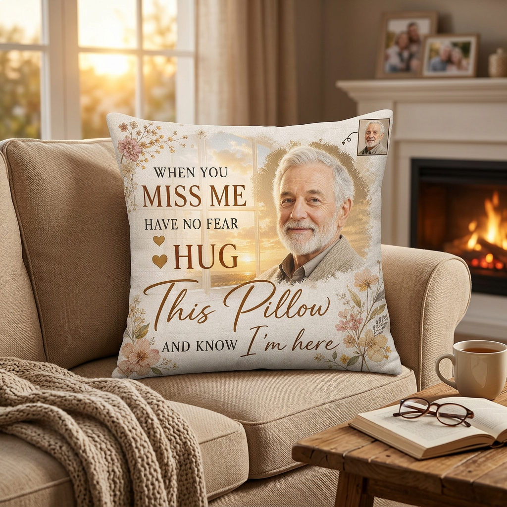 Personalized Memorial Photo Pillow - When You Miss Me Hug This Pillow - Sympathy Loss Gift - Image 2