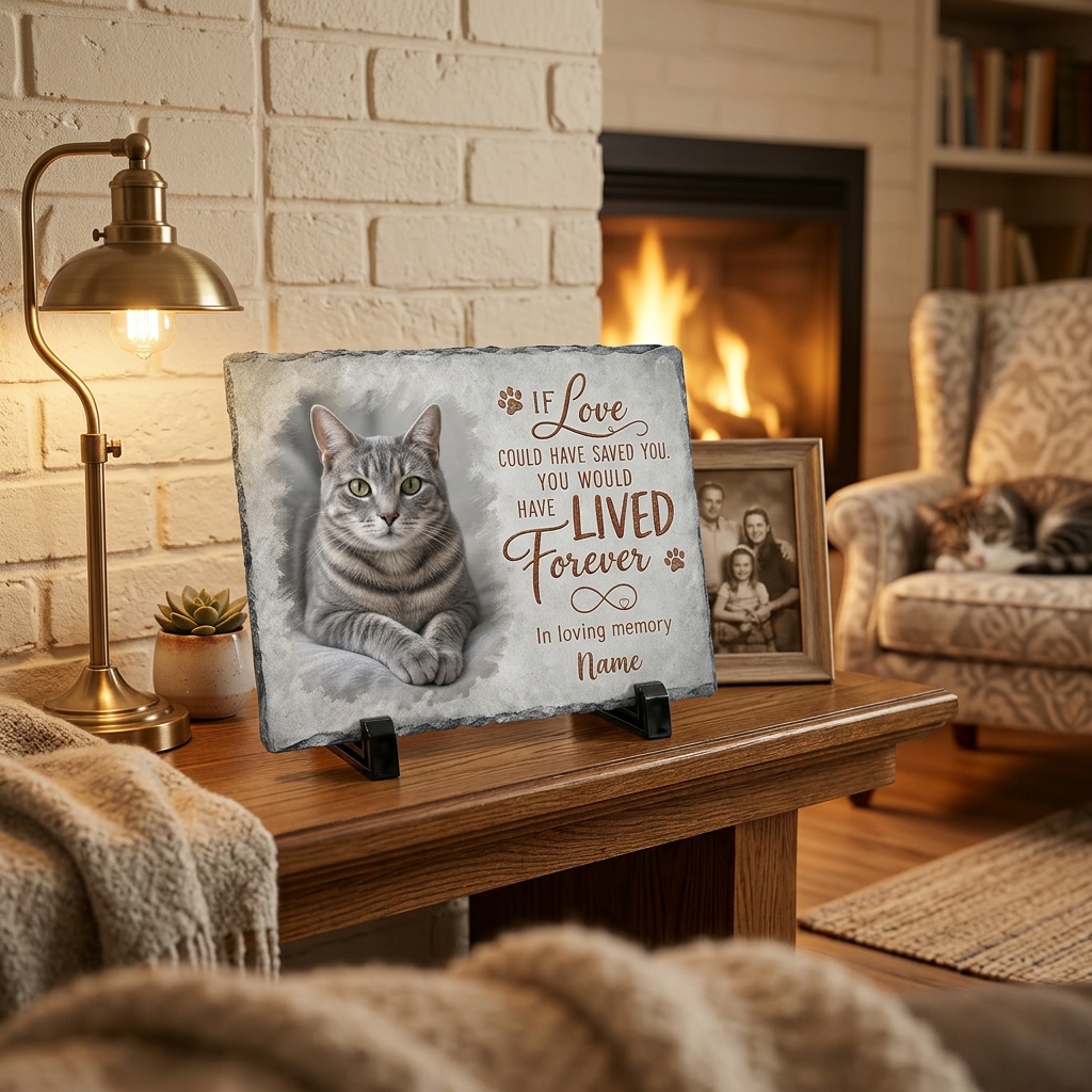 Personalized Cat Memorial Slate Plaque – Pet Loss Sympathy Garden Stone Gift - Image 2