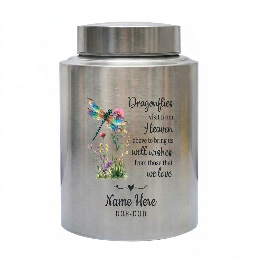 Personalized Dragonfly Stainless Steel Cremation Urns for Human Ashes Custom Sympathy Loss of Loved One Funeral Burial Ash Container Memorial Keepsake Urn, Memorial Gift, In Loving Memory - Image 2