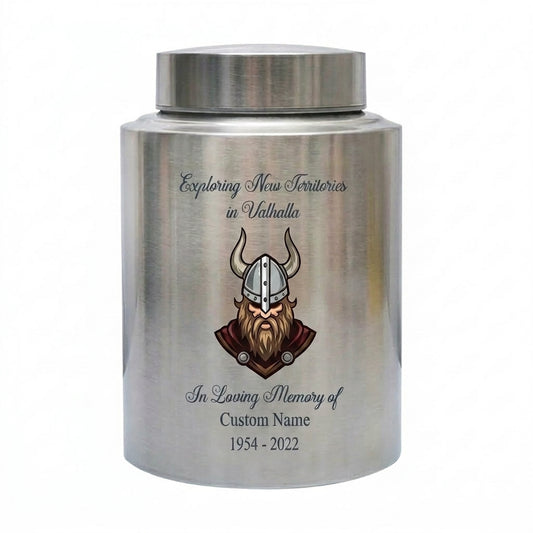 Personalized Valhalla Viking Nordic Runes Urn for Human Ashes, Exploring New Territories Norse Gift for Father Husband Brother, Memorial Keepsake Urn, Memorial Gift, In Loving Memory - Image 2