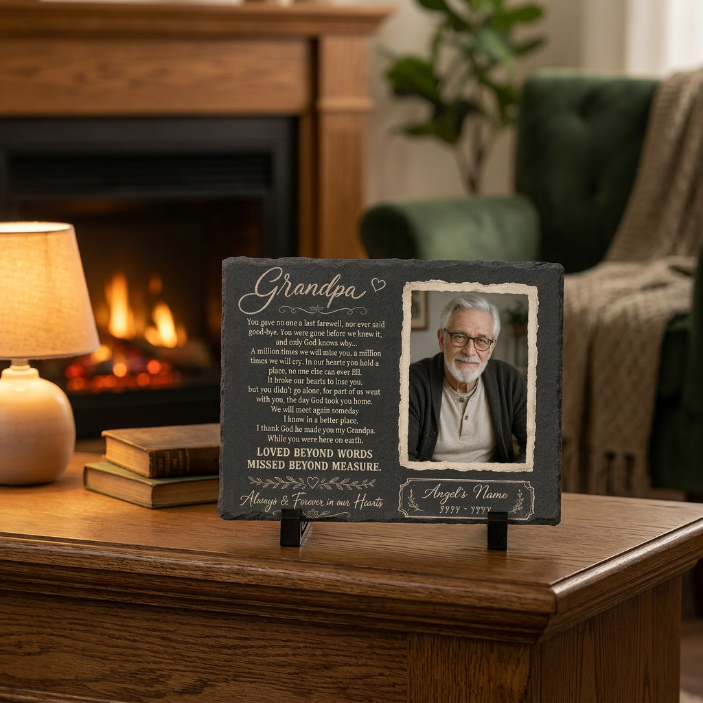 Personalized Grandpa Memorial Garden Stone – Slate Plaque for Loss of Grandfather - Image 2