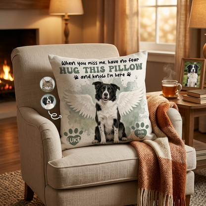 Personalized Pet Memorial Pillow with Photo - Custom Dog Cat Angel Wings Remembrance Gift - Image 2