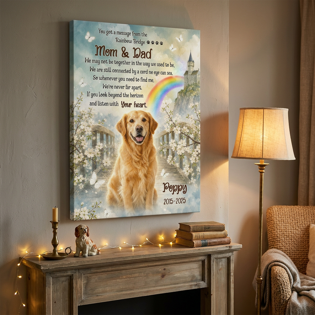 Personalized Pet Memorial Canvas Wall Art - Dog Loss Rainbow Bridge Sympathy Gift - Image 2