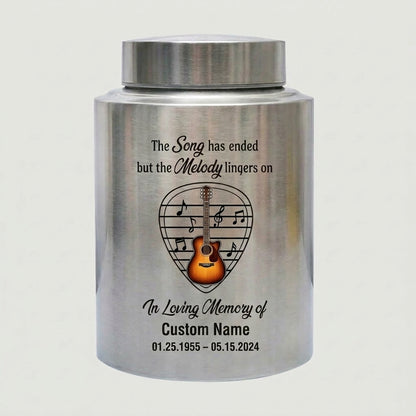 Personalized Adult Musician Theme UV Printed Metal Cremation Urn for Ashes, Music Lover Bereavement Ash Holder for Loss of Family Member, Memorial Keepsake Urn, Memorial Gift, In Loving Memory - Image 2