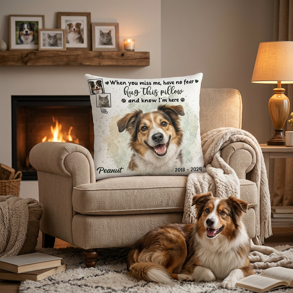 Personalized Pet Memorial Photo Pillow for Dog & Cat Loss - Hug This Pillow Sympathy Gift - Image 2