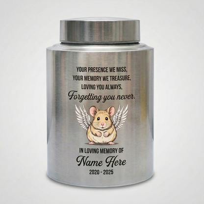 Personalized Hamster Guinea Pig Pet Stainless Steel Cremation Urn Small Animal Ashes Container Bereavement Sympathy Present Large or Small Memorial Keepsake Urn, Memorial Gift, In Loving Memory - Image 2