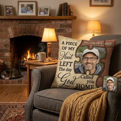 Personalized Photo Memorial Pillow A Piece of My Heart Sympathy Gift for Loss of a Loved One - Image 2
