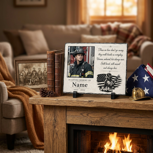 Personalized Firefighter Memorial Photo Stone – In Loving Memory of a Firefighter - Image 2