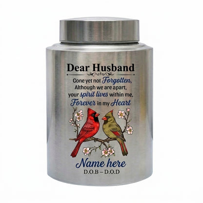 Personalized Couple in Heaven Dear Husband UV Print Stainless Steel Cremation Urn Loss of Husband Sympathy Gift for Widow 2 Sizes Memorial Keepsake Urn, Memorial Gift, In Loving Memory - Image 2