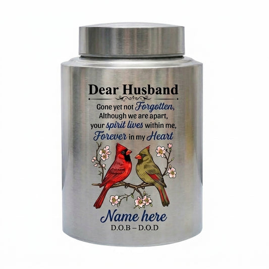 Personalized Couple in Heaven Dear Husband UV Print Stainless Steel Cremation Urn Loss of Husband Sympathy Gift for Widow 2 Sizes Memorial Keepsake Urn, Memorial Gift, In Loving Memory - Image 2