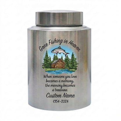 Personalized Bass Fishing Stainless Steel Urn for Human Ashes Fisherman Tribute Loss of Father Husband Grandpa Small and Large Sizes Memorial Keepsake Urn, Memorial Gift, In Loving Memory - Image 2
