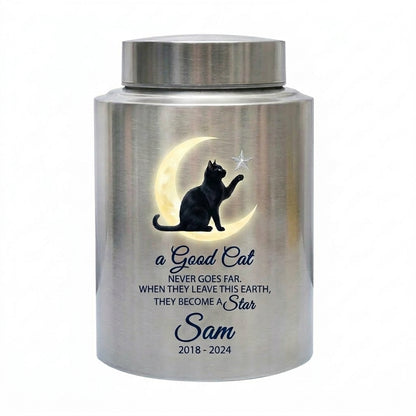 Personalized Cat Memorial Stainless Steel Urn for Pet Ashes, Sympathy Gifts for Cat Lovers, Custom Name and Date, Small and Large Sizes, Memorial Keepsake Urn, Memorial Gift, In Loving Memory - Image 2
