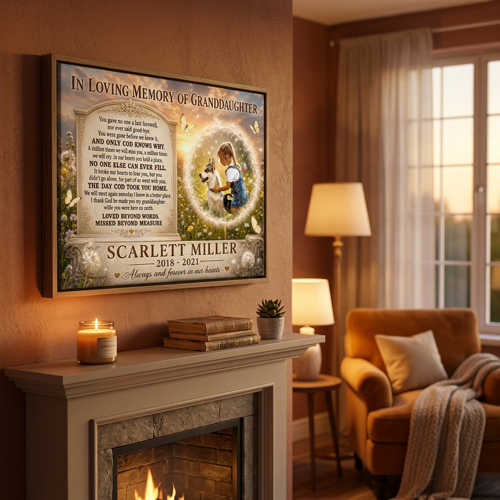 Personalized Memorial Canvas Print for Loss of Granddaughter – Wall Art - Image 2