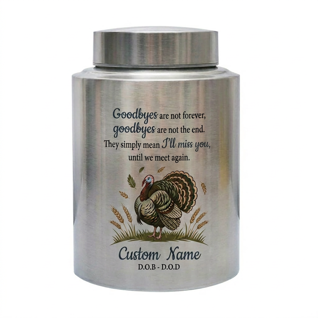Personalized Turkey Thanksgiving Hunter Cremation Urn for Human Ashes, UV Printed Stainless Steel Bereavement Condolence Keepsake, Memorial Keepsake Urn, Memorial Gift, In Loving Memory - Image 2