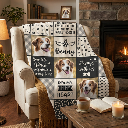 Personalized Pet Memorial Photo Fleece Blanket - Dog Loss Remembrance Gift for Pet Owners - Image 2