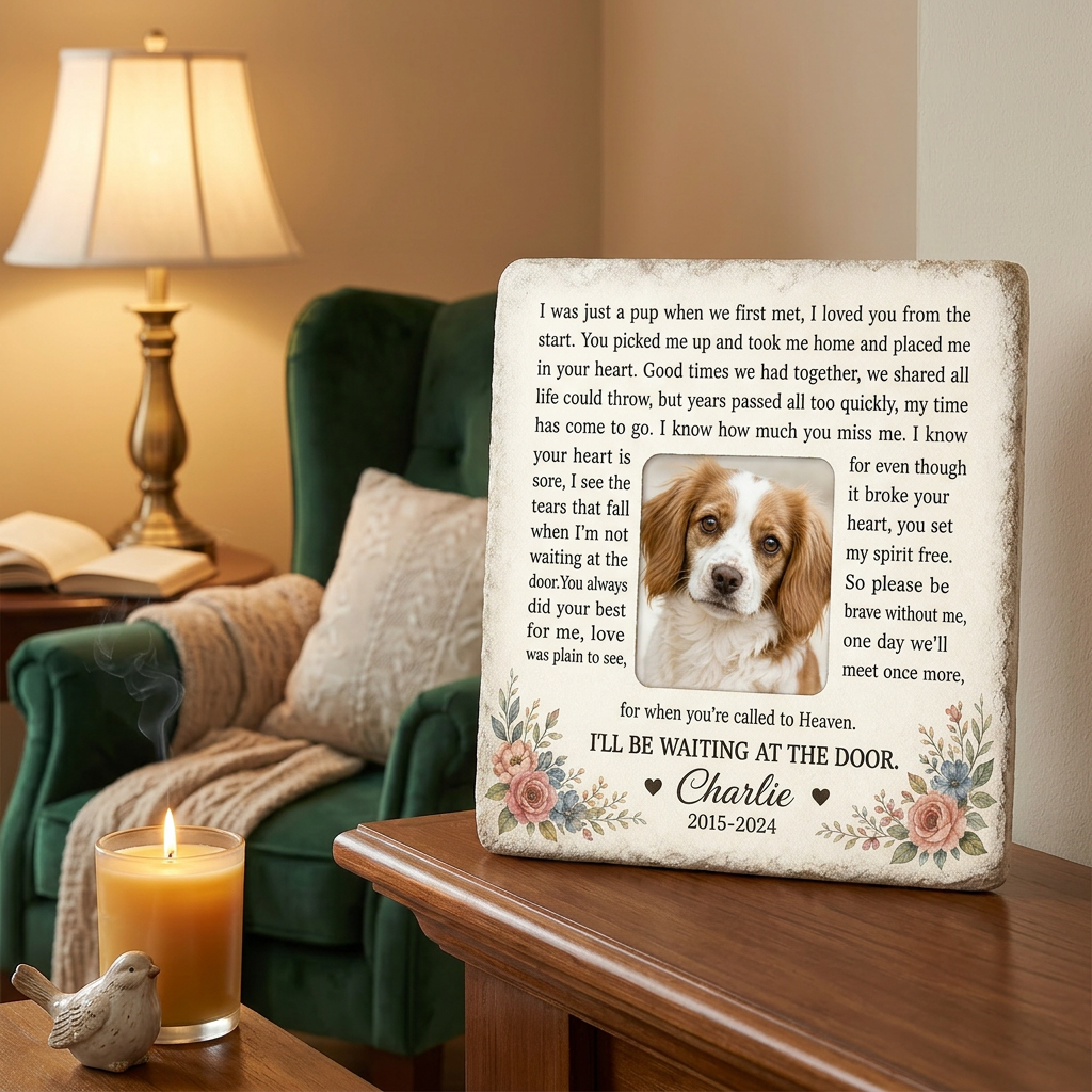 Personalized Dog Memorial Garden Stone – I Will Be Waiting at the Door Gift - Image 2