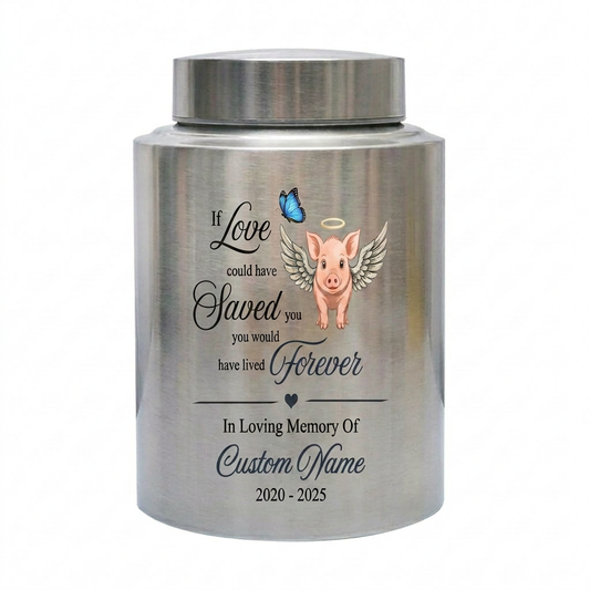 Personalized Pig Cremation Urn for Human Ashes Stainless Steel Custom Name Date If Love Could Have Saved You Sympathy UV Print Large Memorial Keepsake Urn, Memorial Gift, In Loving Memory - Image 2