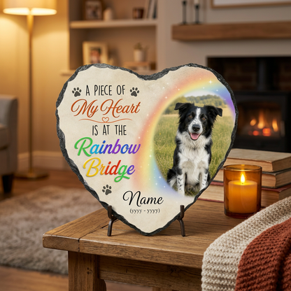 Personalized Rainbow Bridge Dog Memorial Garden Stone Custom Photo Pet Loss Gift - Image 2