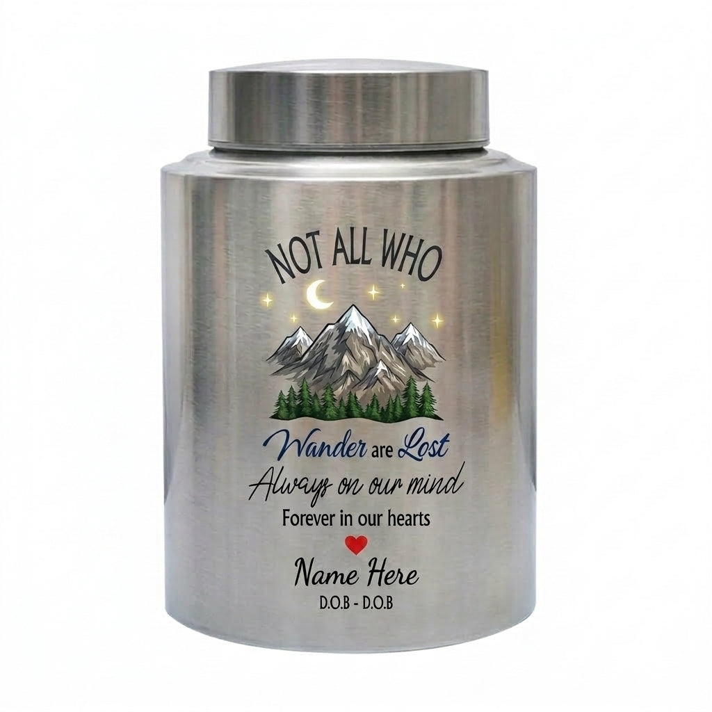 Personalized Forest Camping Outdoor Stainless Steel UV Printed Urn for Camper Nature Lover Adult Human Ashes Sympathy Condolence 5.9in 7.5in Memorial Keepsake Urn, Memorial Gift, In Loving Memory - Image 2