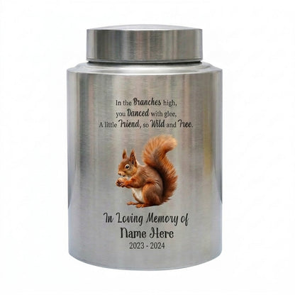 Personalized Squirrel Stainless Steel Large Urn for Pet Loss Animal Lovers Small Pet Memorial Available in Silver Black Gold Red Memorial Keepsake Urn, Memorial Gift, In Loving Memory - Image 2