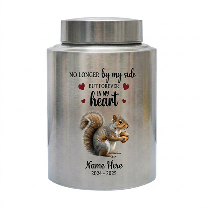 Personalized Squirrel Stainless Steel Cremation Urn for Human Ashes, Pet Loss Custom UV Print Container, No Longer By My Side Quote, Memorial Keepsake Urn, Memorial Gift, In Loving Memory - Image 2