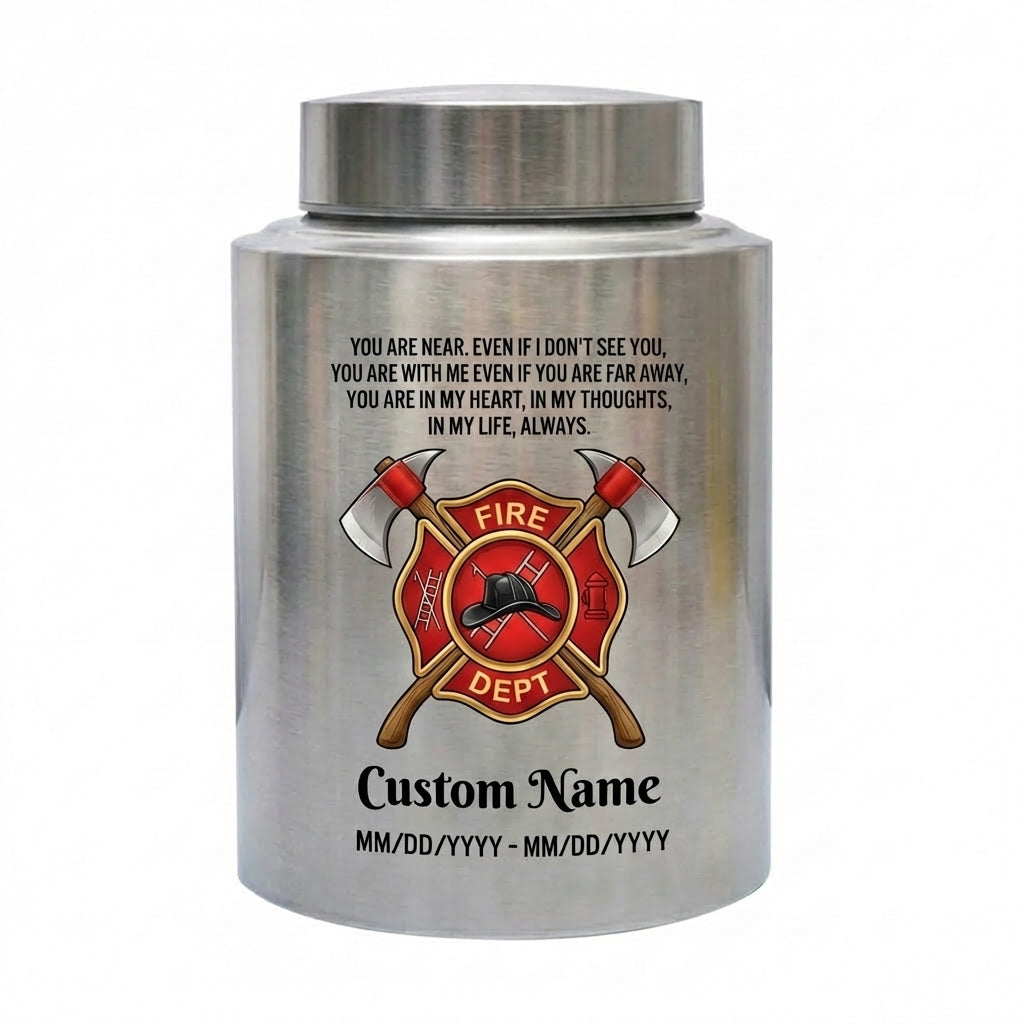 Personalized Firefighter Maltese Cross Stainless Steel Cremation Urn For Adult Ashes Loss Of Father Husband Hero Tribute Black Silver Gold Memorial Keepsake Urn, Memorial Gift, In Loving Memory - Image 2