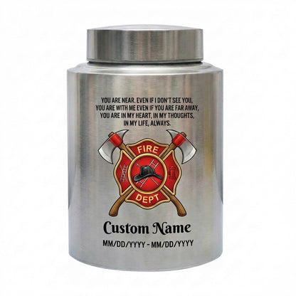 Personalized Firefighter Maltese Cross Stainless Steel Cremation Urn For Adult Ashes Loss Of Father Husband Hero Tribute Black Silver Gold Memorial Keepsake Urn, Memorial Gift, In Loving Memory - Image 2
