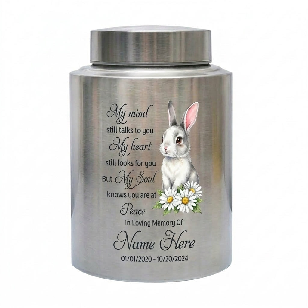 Personalized Baby Loss Rabbit Angel Wings Stainless Steel Cremation Urn for Human Ashes, Infant Child Boy Girl Miscarriage Remembrance, Memorial Keepsake Urn, Memorial Gift, In Loving Memory - Image 2