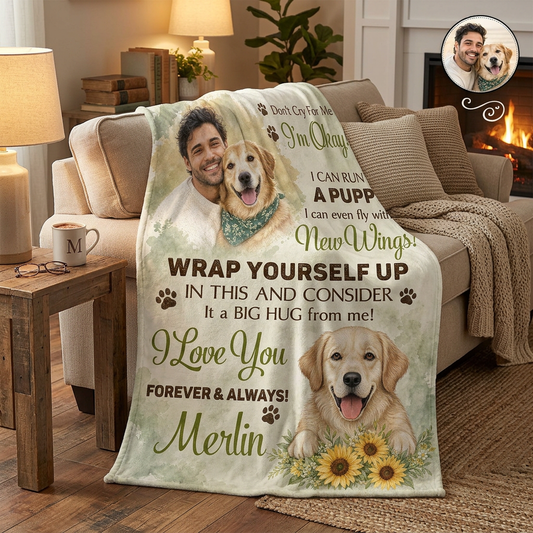 Personalized Dog Memorial Photo Fleece Blanket - Pet Loss Sympathy Gift for Grieving Owners - Image 2