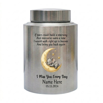 Personalized Angel Baby Stairway to Heaven Stainless Steel Large Urn for Ashes, Infant Loss Remembrance Bereavement Sympathy, Memorial Keepsake Urn, Memorial Gift, In Loving Memory - Image 2