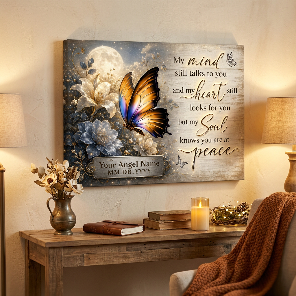 Personalized Memorial Butterfly Canvas Wall Art Sympathy Gift for Loss of Loved One - Image 2
