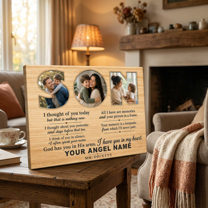 Personalized Son Memorial Wall Canvas With Photos Gift for Loss of Son - Image 2