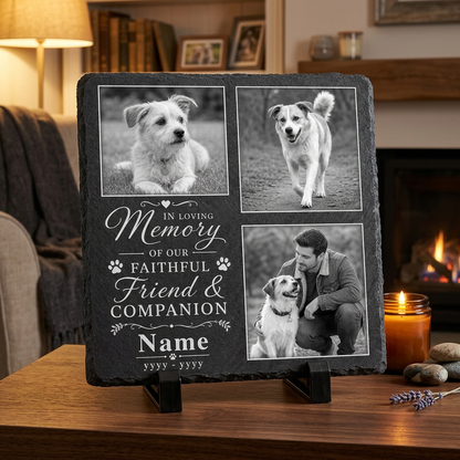 Personalized Dog Memorial Slate with 3 Photos – Pet Loss Memorial Stone Gift - Image 2