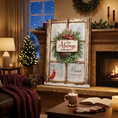 Personalized Cardinal Memorial Canvas Wall Art – Christmas Remembrance Sympathy Gift - Image 2