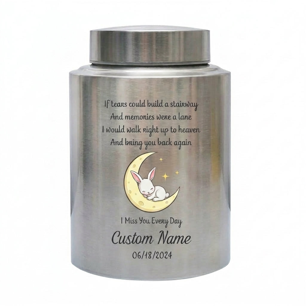 Personalized Angel Baby Stairway To Heaven Poem Stainless Steel Cremation Urn For Human Ashes, Infant Loss Grieving Parent Sympathy, Memorial Keepsake Urn, Memorial Gift, In Loving Memory - Image 2
