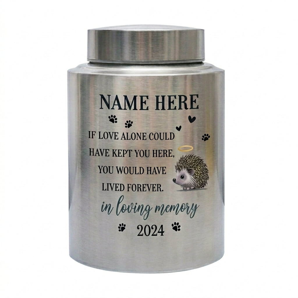 Personalized Hedgehog Pet Memorial Cremation Urn UV Printed Stainless Steel Dog Cat Loss Remembrance Sympathy Paw Print Halo Memorial Keepsake Urn, Memorial Gift, In Loving Memory - Image 2