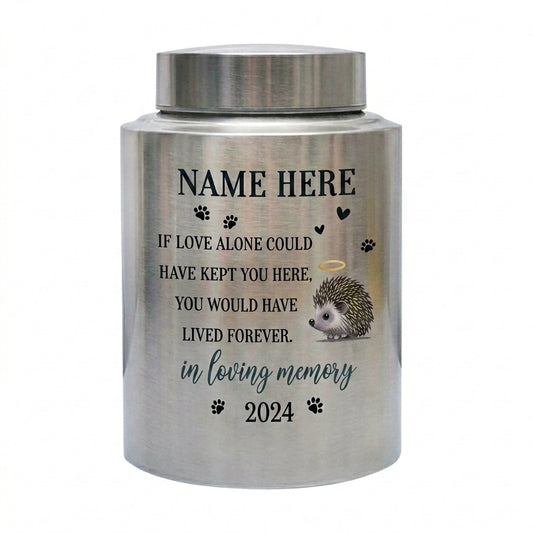 Personalized Hedgehog Pet Memorial Cremation Urn UV Printed Stainless Steel Dog Cat Loss Remembrance Sympathy Paw Print Halo Memorial Keepsake Urn, Memorial Gift, In Loving Memory - Image 2