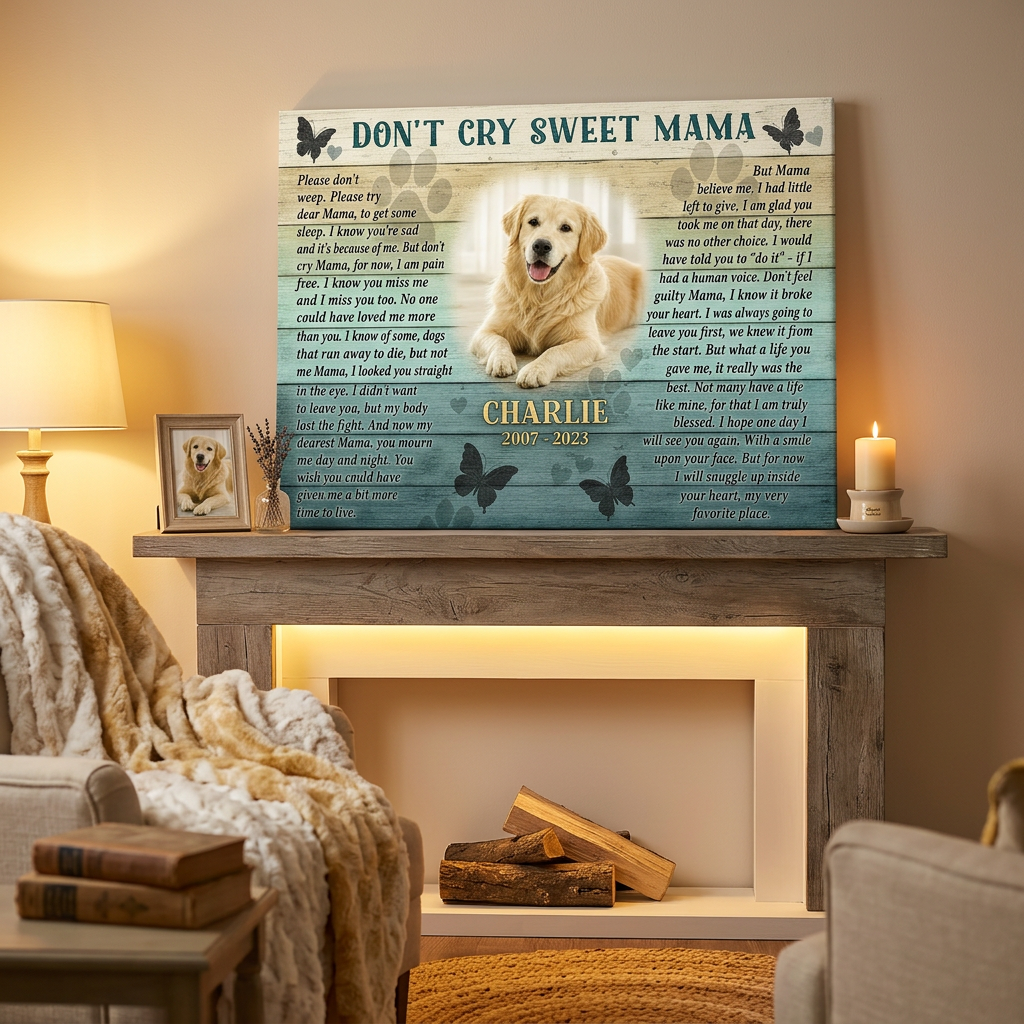 Personalized Dog Memorial Wall Canvas, Custom Pet Photo Sympathy Gift for Loss of a Dog Mom - Image 2