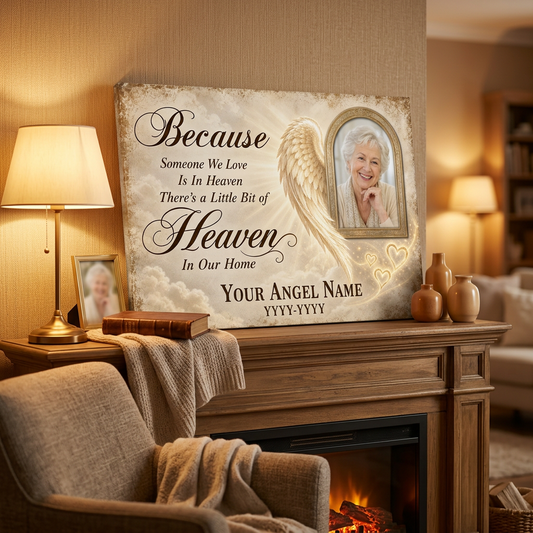 Personalized Memorial Angel Wings Photo Wall Canvas - Sympathy Gift in Memory of a Loved One - Image 2