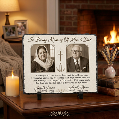 Personalized Memorial Slate Stone for Loss of Parents – Custom Photo Plaque Mom Dad Gift - Image 2