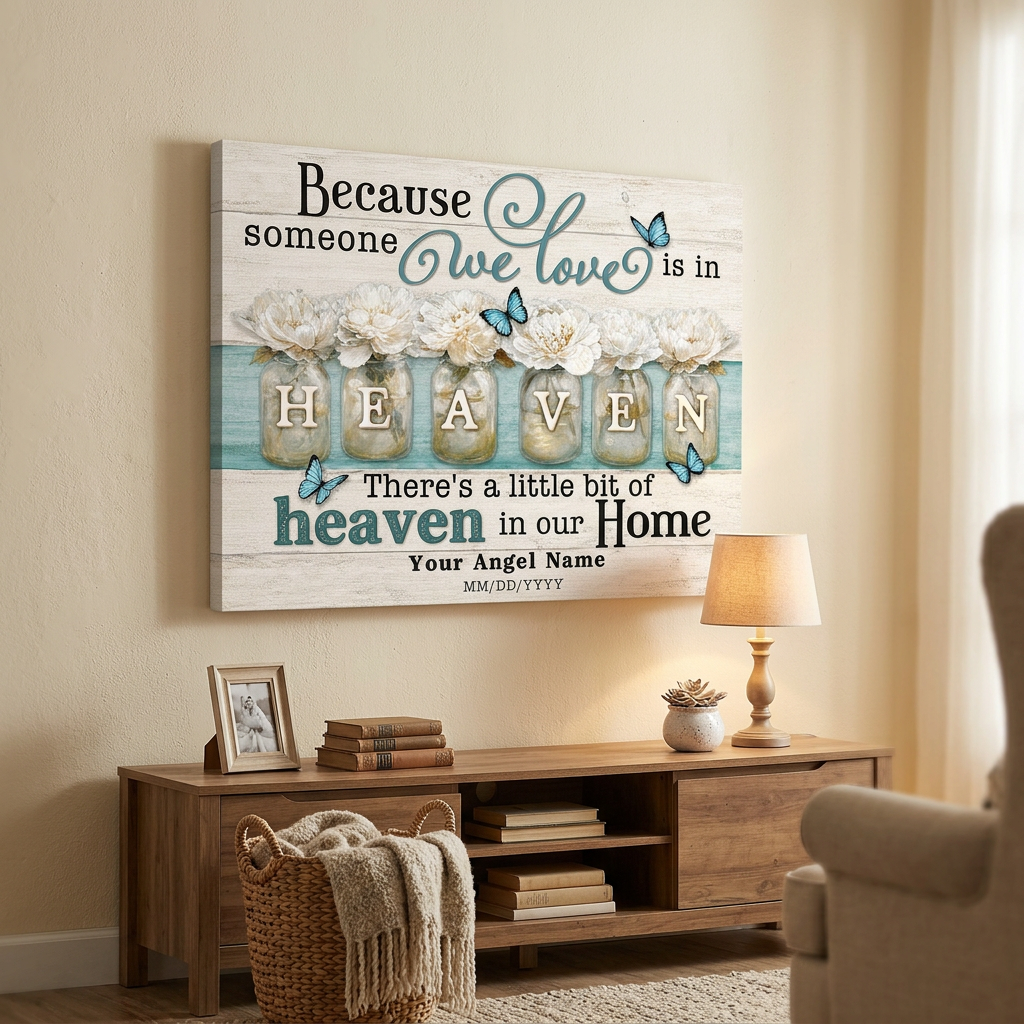 Personalized Memorial Angel Heaven Canvas Wall Art – Custom Name & Years - Image 2