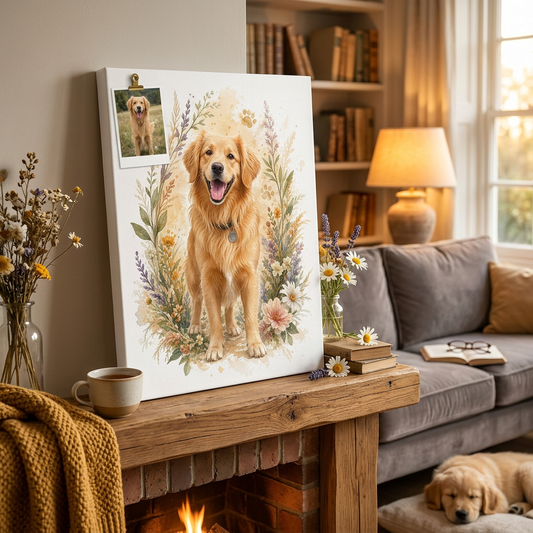 Personalized Watercolor Pet Portrait Canvas Wall Art Dog Memorial Gift - Image 2