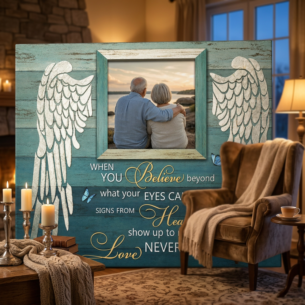 Personalized Signs From Heaven Memorial Canvas Wall Art Angel Wings Sympathy Gift - Image 2