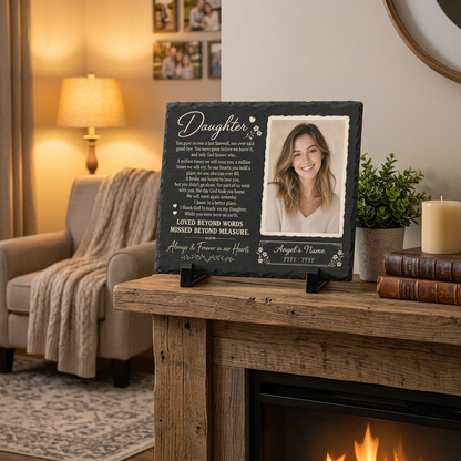 Personalized Daughter Memorial Garden Stone – Custom Photo Slate Plaque Gift - Image 2