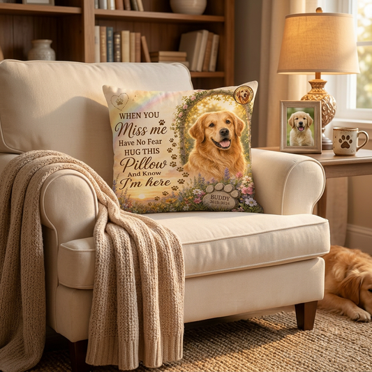 Personalized Dog Memorial Pillow with Photo and Name - Custom All Over Printed Pet Loss Keepsake - Image 2