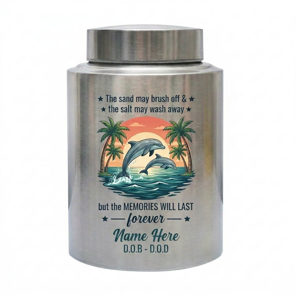 Personalized Dolphin Stainless Steel Cremation Urn for Human Ashes, Beach Ocean Lover Forever Tribute, Silver Black Gold Red Adult Mom Dad, Memorial Keepsake Urn, Memorial Gift, In Loving Memory - Image 2