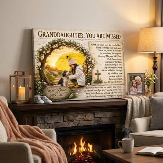 Personalized Memorial Canvas for Granddaughter Custom Photo Wall Art Gift - Image 2