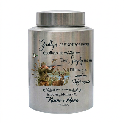 Personalized Deer Hunting Stainless Steel Urn for Human Ashes, Hunter Tribute Bereavement Receptacle Custom Name Date, UV Print Container, Memorial Keepsake Urn, Memorial Gift, In Loving Memory - Image 2
